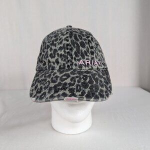 Ariat Leopard Animal Print Front Pink Distressed Baseball Cap Strapback OSFM EUC